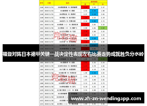 福登对阵日本德甲关键一战决定性表现左右比赛走势成就胜负分水岭
